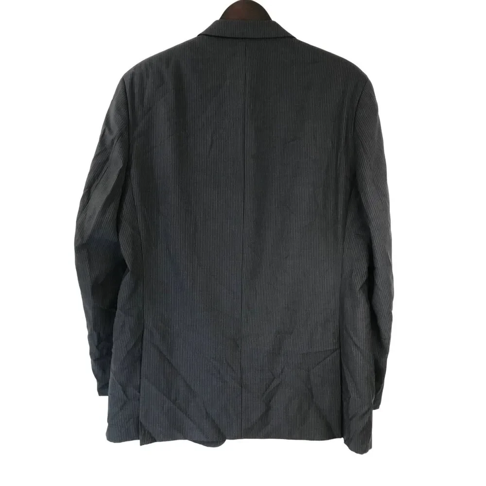 Alfani for Macy's Men's Stripe Gray Wool Woolmark 2 Button Blazer Jacket